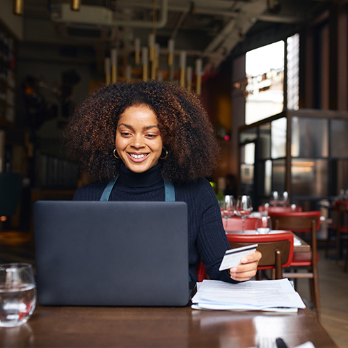 Woman working at a laptop